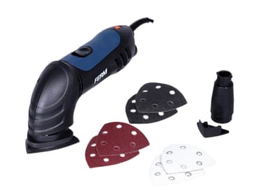 FERM Delta slipmaskin 280 W – med 6-delad sandpappersset (P80) och dammutsugningsadapter