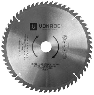 VONROC Sågblad till geringssåg 254 x 30mm – 60T | universal