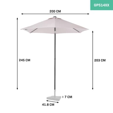 VONROC Premium parasoll Torbole Ø200cm - Inkl. parasollöverdrag - Runt parasoll - UV-beständig duk - Beige