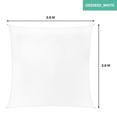 VONROC Solsegel kvadrat – Premium – 360x360cm | Vit