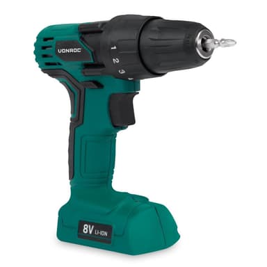 VONROC Batteridriven borrmaskin 8V | Inkl. laddare och 50mm dubbel skruvbits