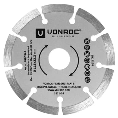 VONROC Diamantskiva 115mm – 3st | Universal