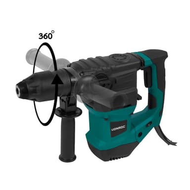 VONROC Borrhammare 1500W – 6 Joule – SDS plus – 4 funktioner | Inkl. Borrar och mejslar