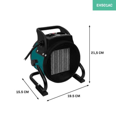VONROC Elektrisk värmefläkt 1000W/2000W – Keramisk – Grön