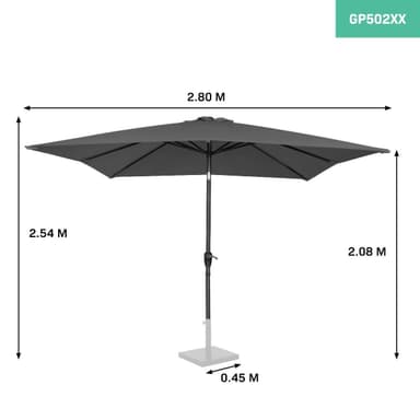 VONROC Premium parasoll Rosolina 280x280cm - Inkl. parasollöverdrag - Fyrkantigt parasoll - Tiltbart - UV-beständig duk - Grå
