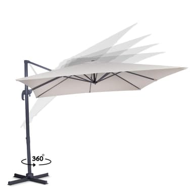 VONROC Premium hängparasoll parasoll Pisogne 300x300cm - Inkl. parasollöverdrag - Fyrkantigt - 360° vridbart - Tiltbart - UV-beständig duk - Beige