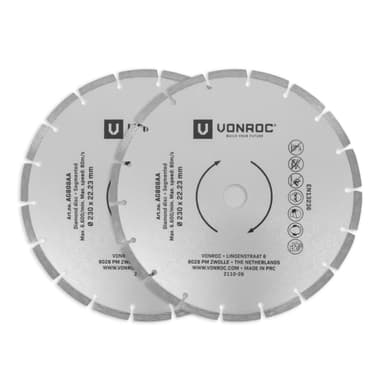 VONROC Diamantskivor – 230mm | 2st. för sten – Universal