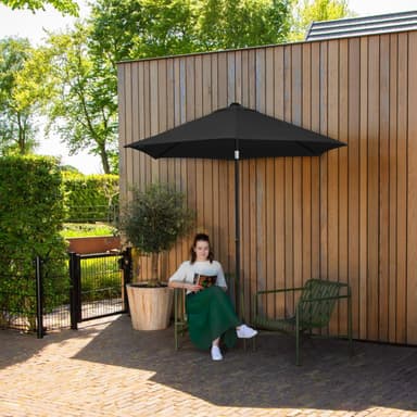 VONROC Premium parasoll Torbole Ø200cm - Inkl. parasollöverdrag - Runt parasoll - UV-beständig duk - Svart