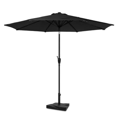 VONROC Premium parasoll Recanati Ø300cm - Inkl. parasollfot & parasollöverdrag - Runt parasoll - Tiltbart - UV-beständig duk - Svart