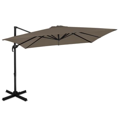 VONROC Premium hängparasoll parasoll Pisogne 300x300cm - Inkl. parasollöverdrag - Fyrkantigt - 360° vridbart - Tiltbart - UV-beständig duk - Taupe