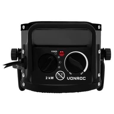 VONROC Elektrisk värmefläkt 1000W/2000W – Keramisk – Grå