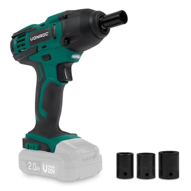 VONROC Batteridriven mutterdragare 20V – 150Nm – Inkl. 4 hylsor | Exkl. batteri och snabbladdare