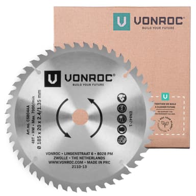 VONROC Cirkelsågblad 185 x 20mm – 48T | För trä – Universal