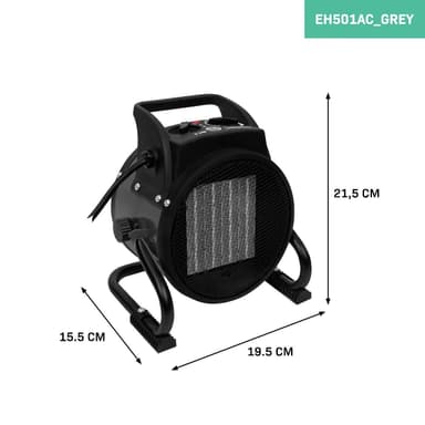 VONROC Elektrisk värmefläkt 1000W/2000W – Keramisk – Grå