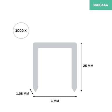 VONROC Häftklamrar 1000st – 25mm | För VONROC SG503DC – Universal standard
