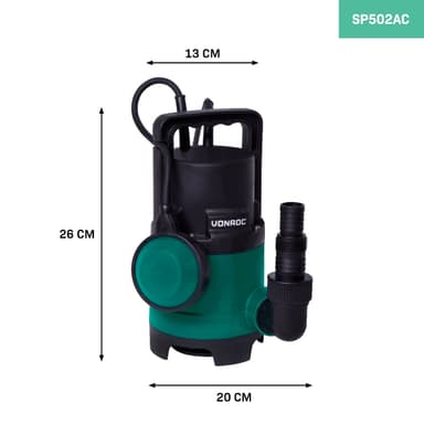 VONROC Dränkbar pump 400W – 8000L / h  | För smutsig och rent vatten