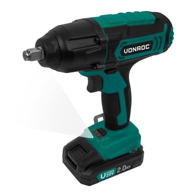 VONROC Batteridriven mutterdragare 20V – 4 inställningar: 100/200/300/400Nm – Inkl. 4 hylsor | Inkl. 2x 2.0Ah batterier och snabbladdare
