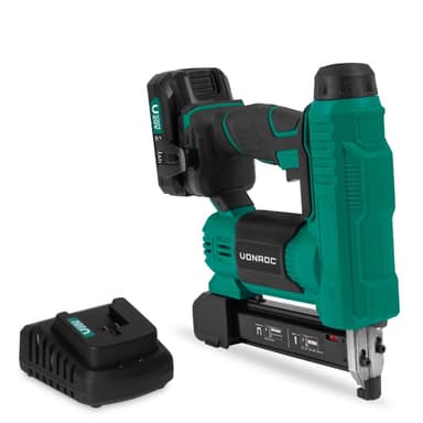 VONROC Häft/spikpisol 20V – 2.0Ah | Inkl. Batteri och snabbladdare
