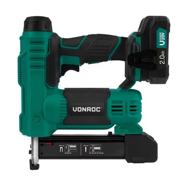 VONROC Häft/spikpisol 20V – 2.0Ah | Inkl. Batteri och snabbladdare
