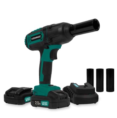 VONROC Batteridriven mutterdragare 20V – 4 inställningar: 100/200/300/400Nm – Inkl. 4 hylsor | Inkl. 2x 2.0Ah batterier och snabbladdare