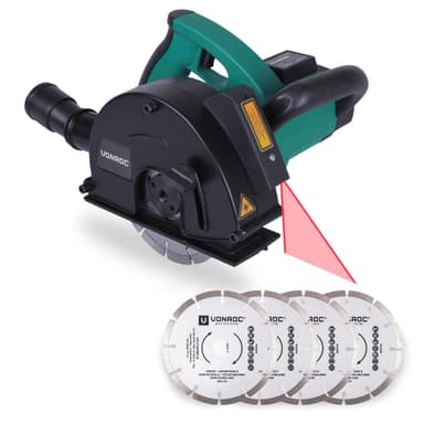 VONROC Betongspårfräs 1700W – 150mm med laser | Inkl. 6 diamantskivor