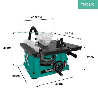 VONROC Kompakt bordssåg 1500W - Ø210mm |Inkl. 40T sågblad