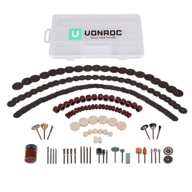 VONROC Bänkslipmaskin 150W – 75mm med flexibel axel och 192 tillbehör