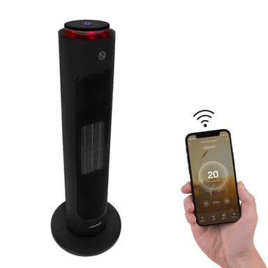 VONROC Lyxig elektrisk tornfläkt – 2000W – keramisk - WIFI | Roterationsfunktion