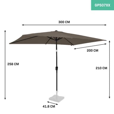 VONROC Premium parasoll Rapallo 200x300cm - Inkl. parasollöverdrag - rektangulärt parasoll - Tiltbart - UV-beständig duk - Taupe