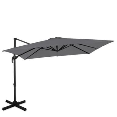 VONROC Premium hängparasoll parasoll Pisogne 300x300cm - Inkl. parasollöverdrag - Fyrkantigt - 360° vridbart - Tiltbart - UV-beständig duk - Grå