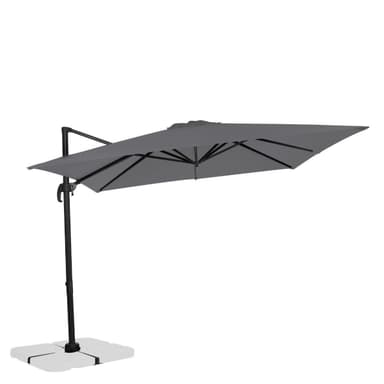 VONROC Premium hängparasoll parasoll Pisogne 300x300cm - Inkl. parasollöverdrag - Fyrkantigt - 360° vridbart - Tiltbart - UV-beständig duk - Grå
