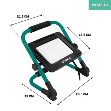 VONROC LED-arbetslampa 50W – vikbar – vridbar | Bred strålningsvinkel