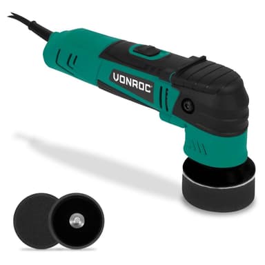 VONROC Dubbelverkande polermaskin 400W - Ø50 & Ø75MM | Inkl. 2 stödplattor och 2 poleringssvampar
