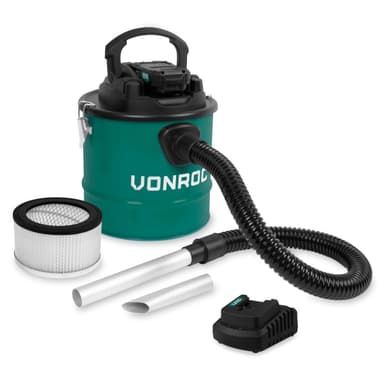VONROC Batteridriven askdammsugare  20V – 2.0Ah – 12L tank | Inkl. Batteri och snabbladdare