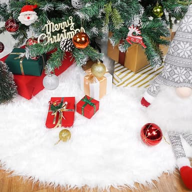 Julgransmatta i fuskpäls Vit 78 cm