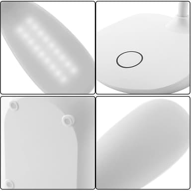 Uppladdningsbar LED bordslampa med dimmer och böjbar fot, Vit