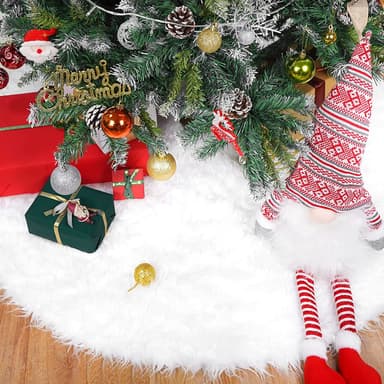 Julgransmatta i fuskpäls Vit 78 cm