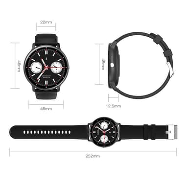 Vattentålig smartwatch med 1,39-tums Touch Screen Svart
