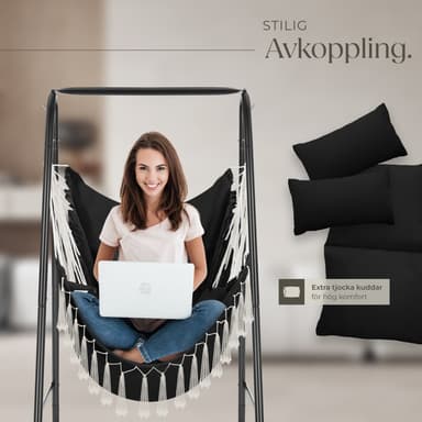 tectake Hängstol Alison, boho-stil, bärkapacitet 160kg - svart