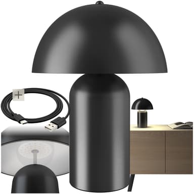 tectake Liten bordslampa Kade, dimbar, 40W - svart