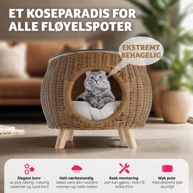 Rottingsoffbord Tivoli med husdjursbädd, 75 kg lastkapacitet