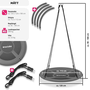 tectake Gunga Swayer, höjdjusterbar, 300 kg - Ø 120 cm
