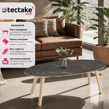 Ovalt Soffbord Acerra, marmorlook 100x50x34,5 cm