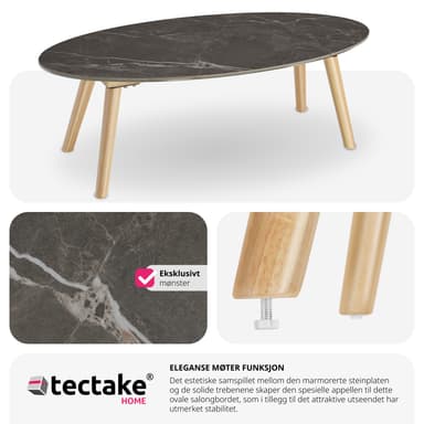 Ovalt Soffbord Acerra, marmorlook 100x50x34,5 cm