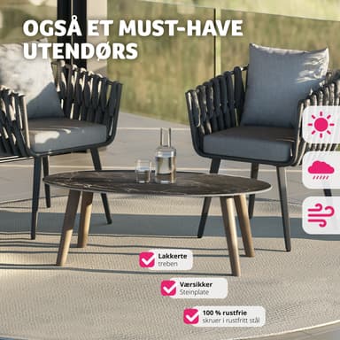 Ovalt Soffbord Acerra, marmorlook 100x50x34,5 cm