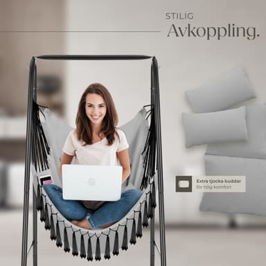 tectake Hängstol Alison, boho-stil, bärkapacitet 160kg - grå
