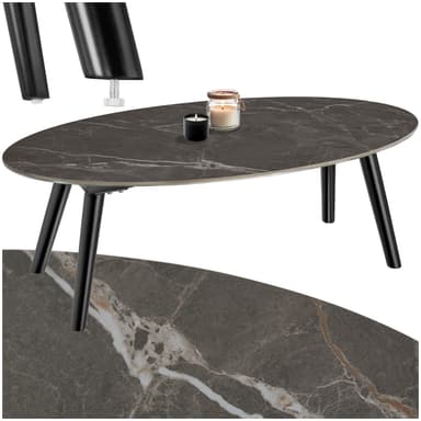 Ovalt Soffbord Acerra, marmorlook 100x50x34,5 cm