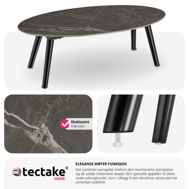 Ovalt Soffbord Acerra, marmorlook 100x50x34,5 cm
