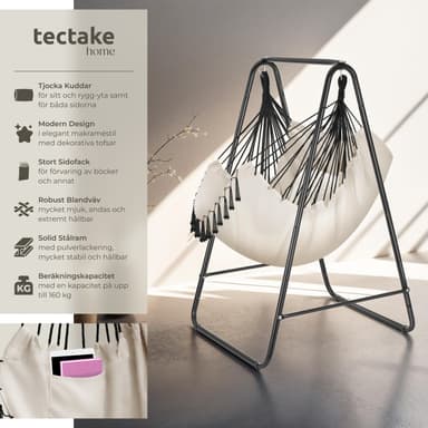 tectake Hängstol Alison, boho-stil, bärkapacitet 160kg - beige
