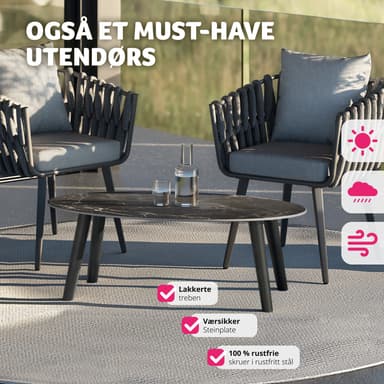 Ovalt Soffbord Acerra, marmorlook 100x50x34,5 cm